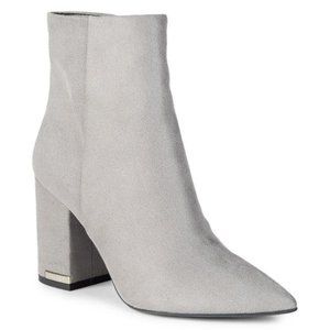 Calvin Klein Soft Gray Suede Heeled Boots